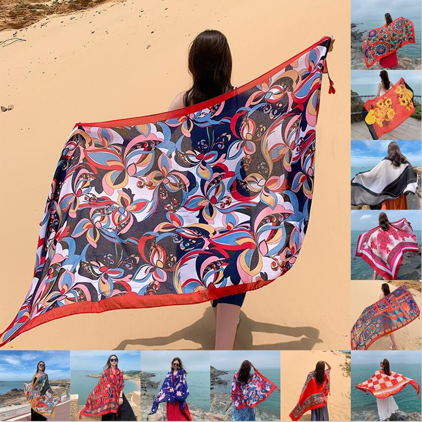 Linen Dress Wrap - Desert Sun ป้องกันผ้าลินินชายหาดชุดบิกินี่ Sarong Wrap ผ้าพันคอผู้หญิงบราซิลชุดว่ายน้ำชุดว่ายน้ำขนาดใหญ่