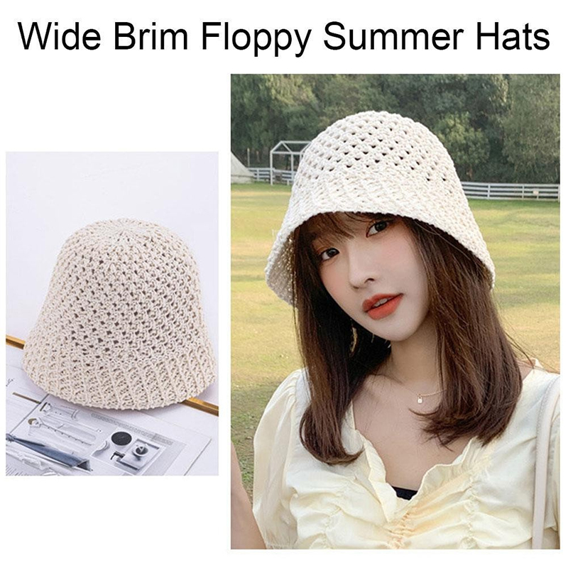 Hat Floppy Wide - หมวกกันแดดปีกกว้างสำหรับผู้หญิง หมวกฟลอปปี้สำหรับฤดูร้อน หมวกปานามาสานทรงโดม หมวกบักเก็ต หมวกกันแดดสำหรับผู้หญิง
