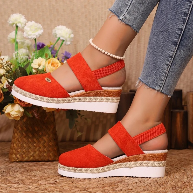 Wedge Espadrille Women - รองเท้าส้นเตารีดแบบปิดนิ้วเท้าสำหรับผู้หญิง รองเท้ารัดส้นแบบกลาดิเอเตอร์สำหรับฤดูร้อน รองเท้าแฟชั่นผู้หญิงแบบ Espadrilles รองเท้าส้นตึกสำหรับผู้หญิง
