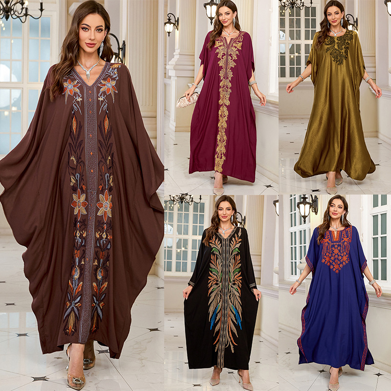 Cover Up Kaftan - ชุดคาฟทันปักลายสำหรับผู้หญิง ไซส์ใหญ่ ชุดคลุมชายหาด ชุดคลุมอาบน้ำ ชุดมูมู ชุดคลุมสไตล์โมร็อกโก