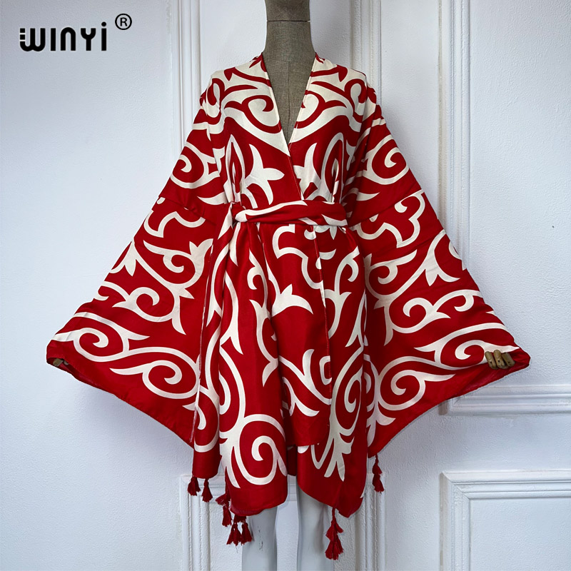Winyi ชุดคลุมชุดกิโมโนพิมพ์ลาย - Cover Up Kaftan บทวิจารณ์และราคา