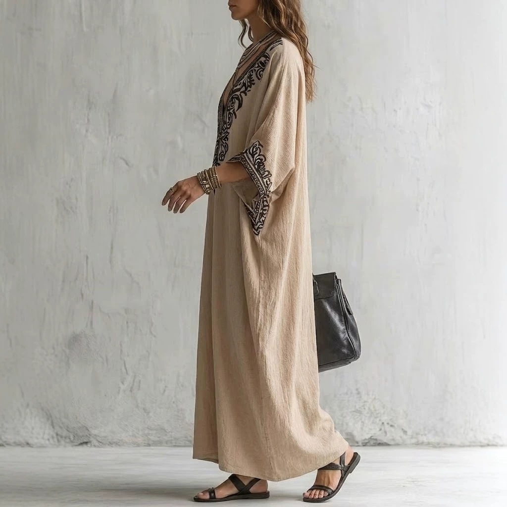 ชุดเดรสยาวสไตล์โบโฮสำหรับผู้หญ - Cover Up Kaftan บทวิจารณ์และราคา
