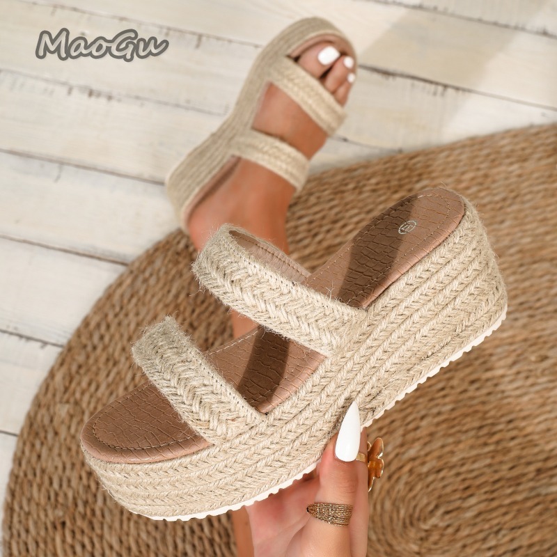 รองเท้าส้นเตารีดแบบสานเปิดนิ้ว - Wedge Espadrille Women บทวิจารณ์และราคา