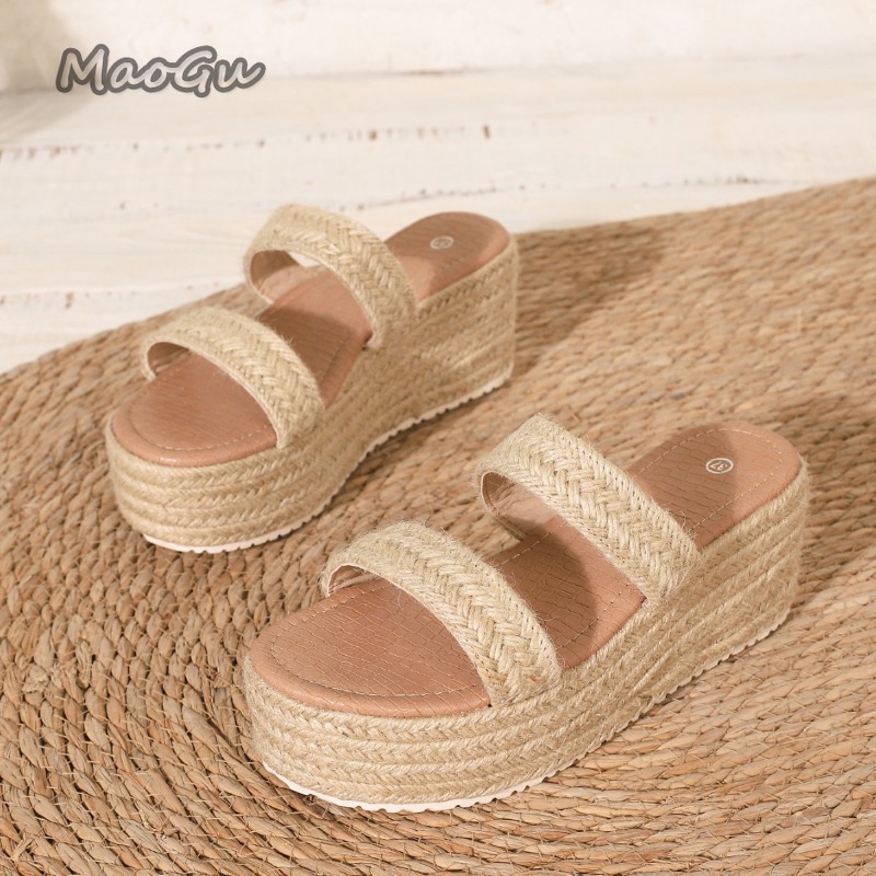 รองเท้าส้นเตารีดแบบสานเปิดนิ้ว - Wedge Espadrille Women บทวิจารณ์และราคา