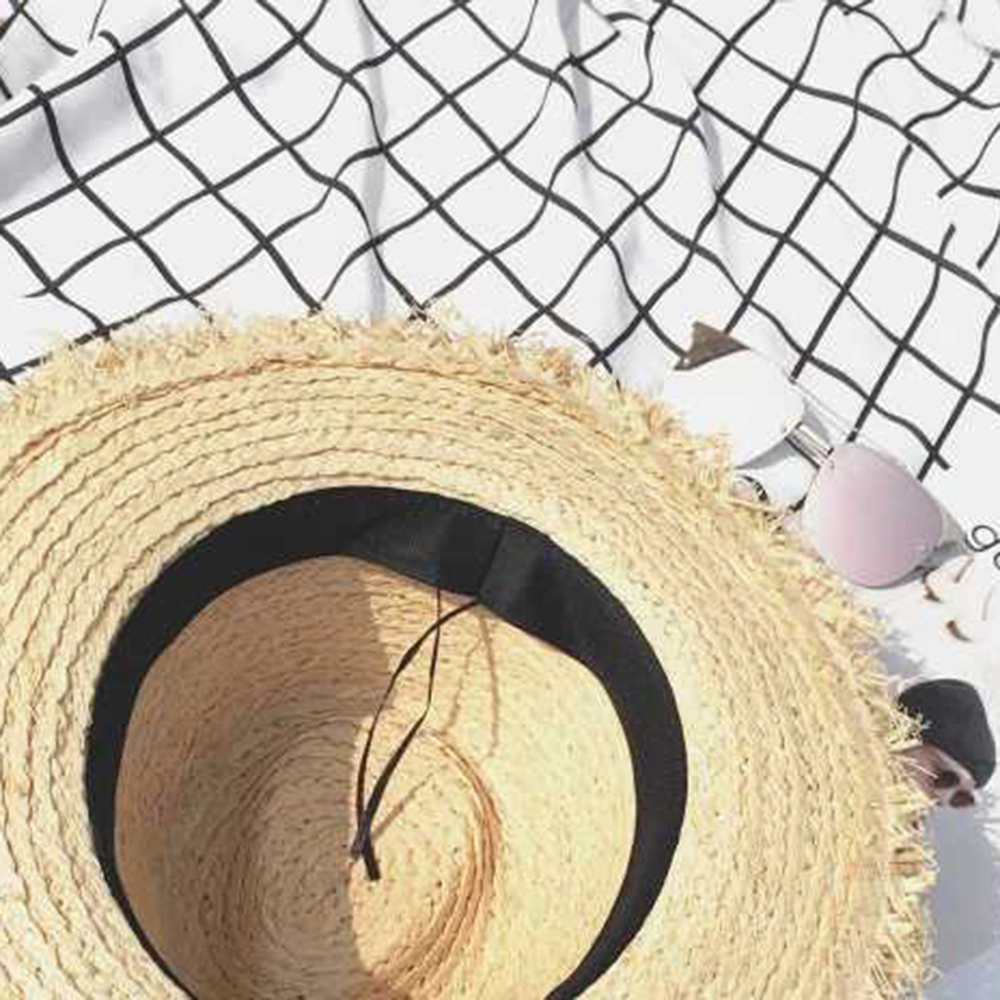 2019ใหม่กว้าง Brim Raffia Sun  - Hat Floppy Wide บทวิจารณ์และราคา