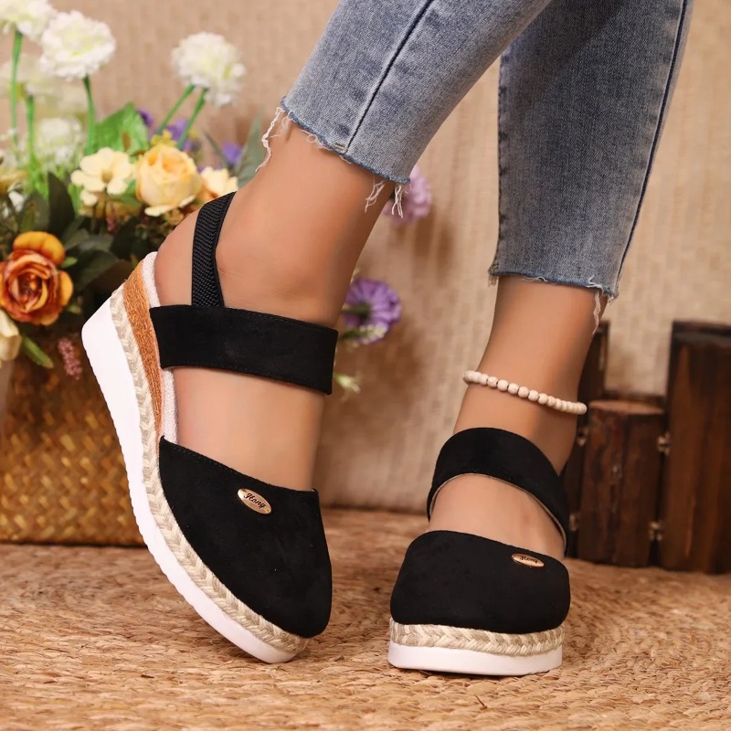 รองเท้าส้นเตารีดแบบปิดนิ้วเท้า - Wedge Espadrille Women บทวิจารณ์และราคา