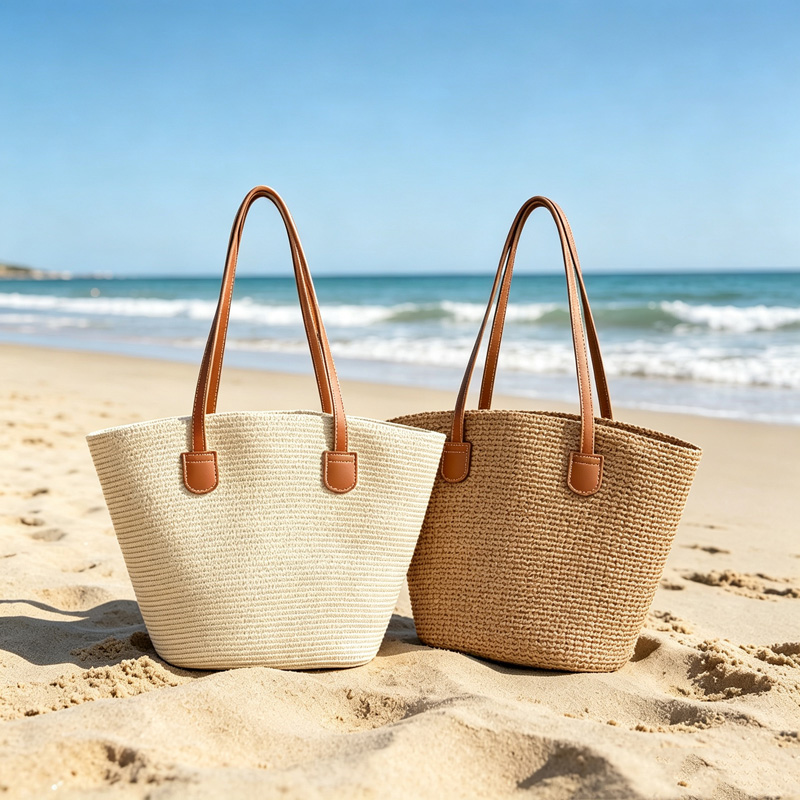 CLAREGQI กระเป๋าโท้ทสานสีพื้นส - Tote Bag Beach บทวิจารณ์และราคา