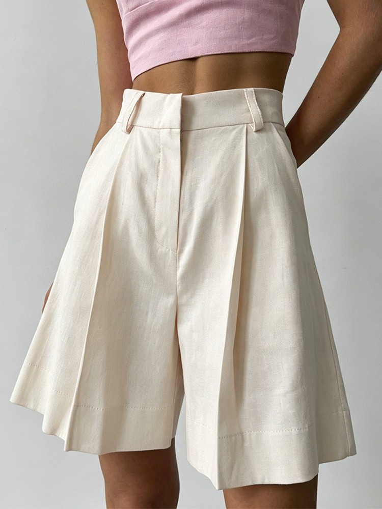 กางเกงขาสั้นผ้าลินินทรงหลวมเอว - Linen Pant Wide บทวิจารณ์และราคา
