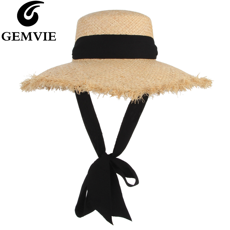 GEMVIE ทำด้วยมือ Raffia Straw  - Hat Floppy Wide บทวิจารณ์และราคา